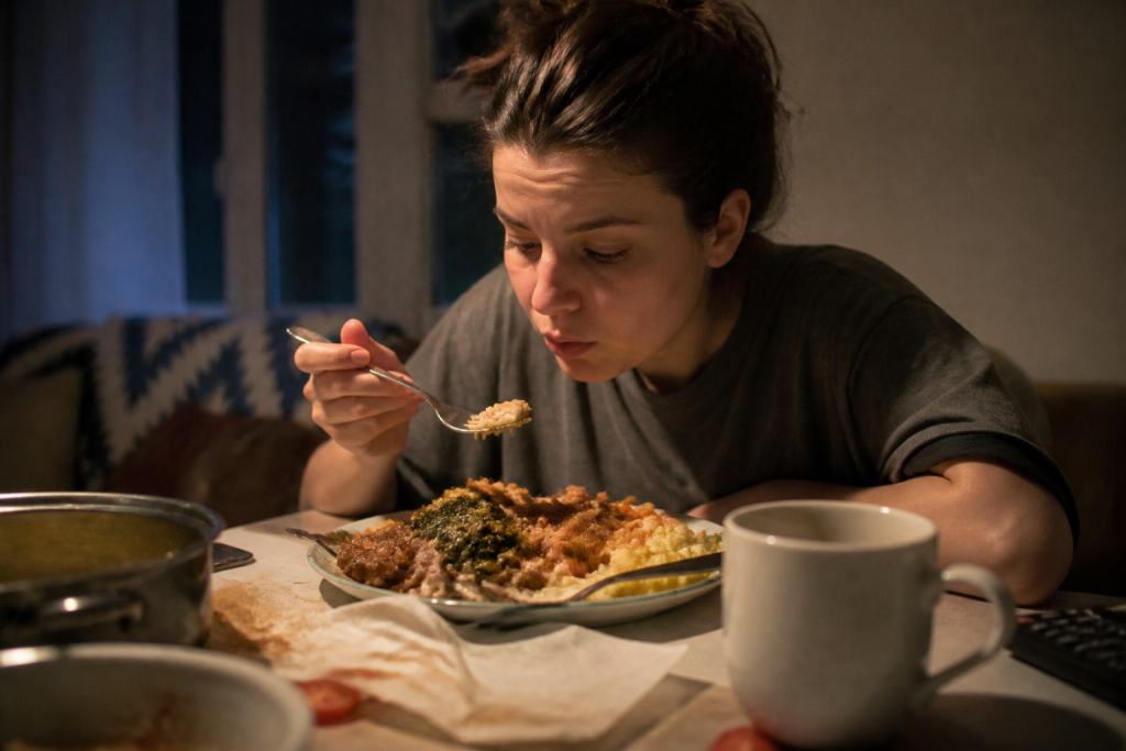 Assiette riche tard le soir, perturbant sommeil