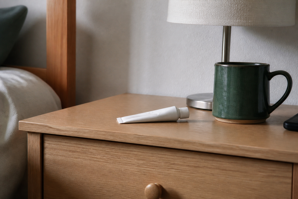 Tube de gel sur une table de chevet
